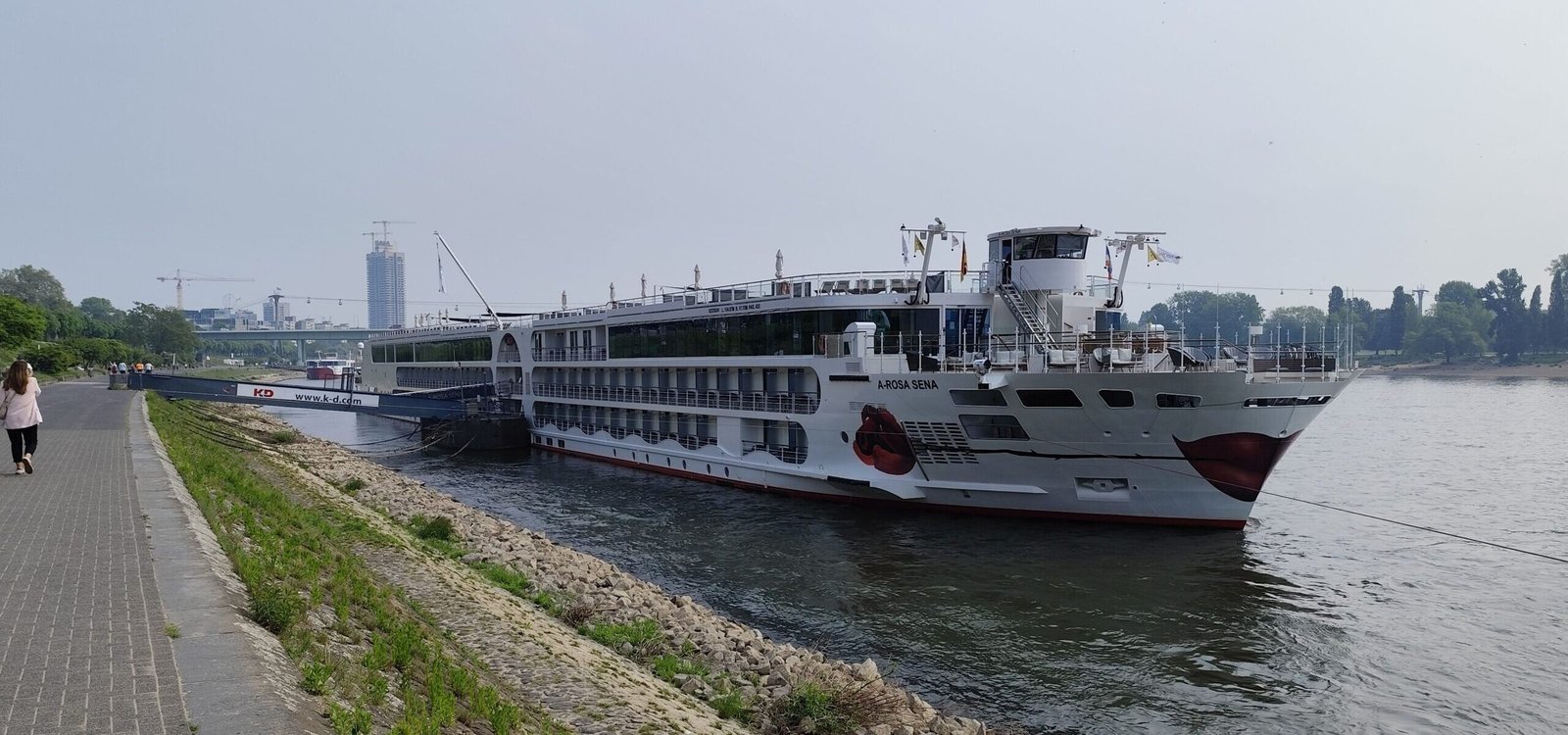 Eine Aufnahme der A-ROSA SENA von A-ROSA Flussschiff auf dem Rhein in Köln, 2025.