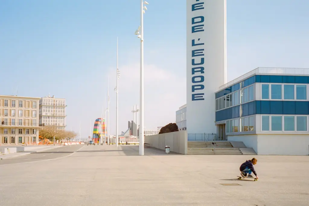 Eine Aufnahme des Porte de l'Europe in Le Havre