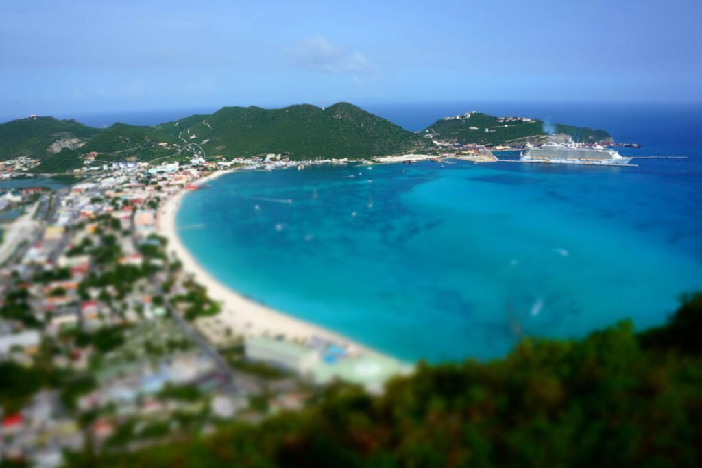 St. Maarten Eine Panoramaaufnahme von Philipsburg auf St. Maarten