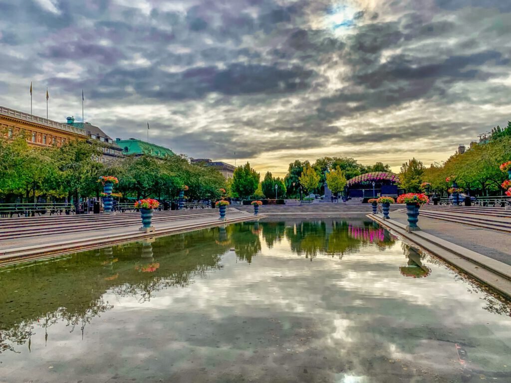 Stockholm Ein Springbrunnen in Stockholm